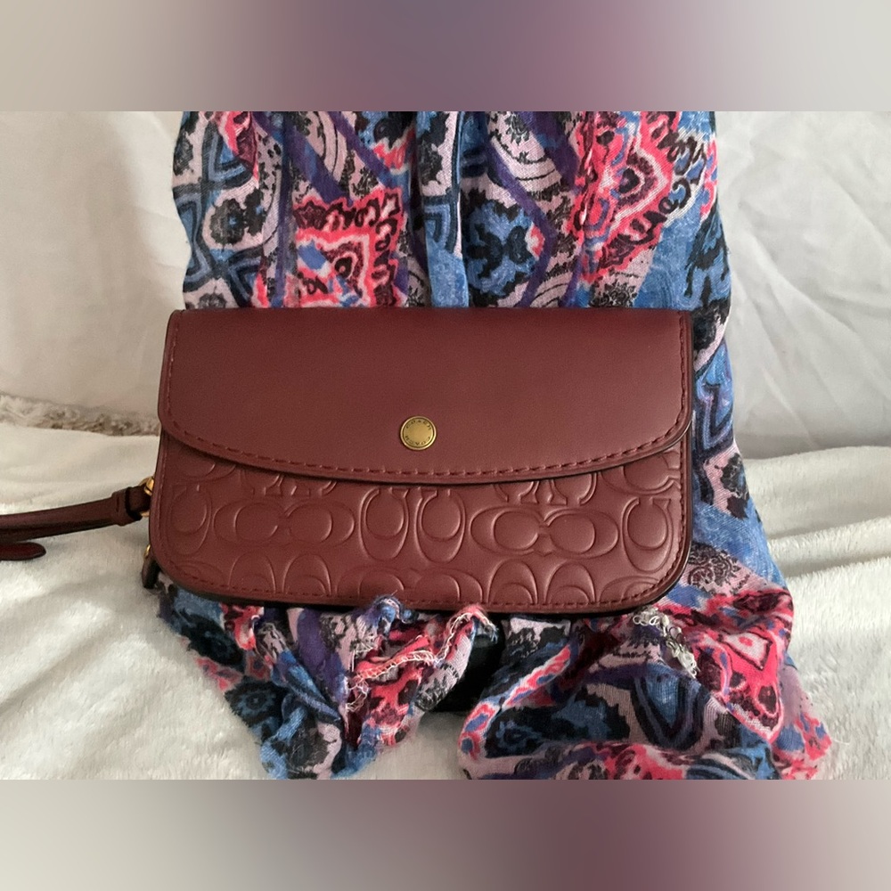 Coach 1941 Oxblood Leather Clutch in signature leather with Hangtag!